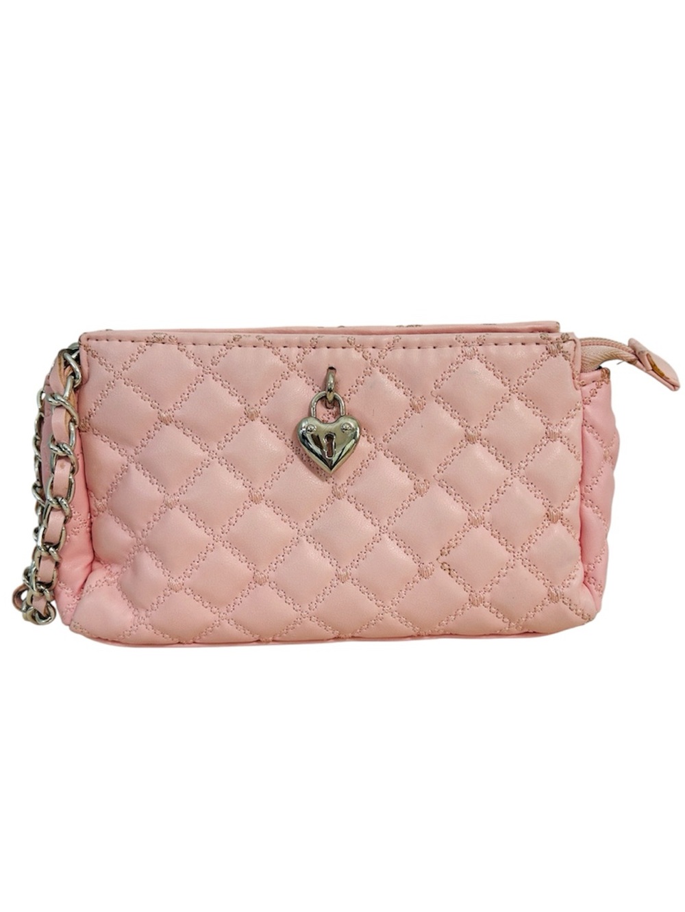 Victoria’ Secret Quilted Pink Heart Charm Wristlet Bag- VS Small Purse Wristlet